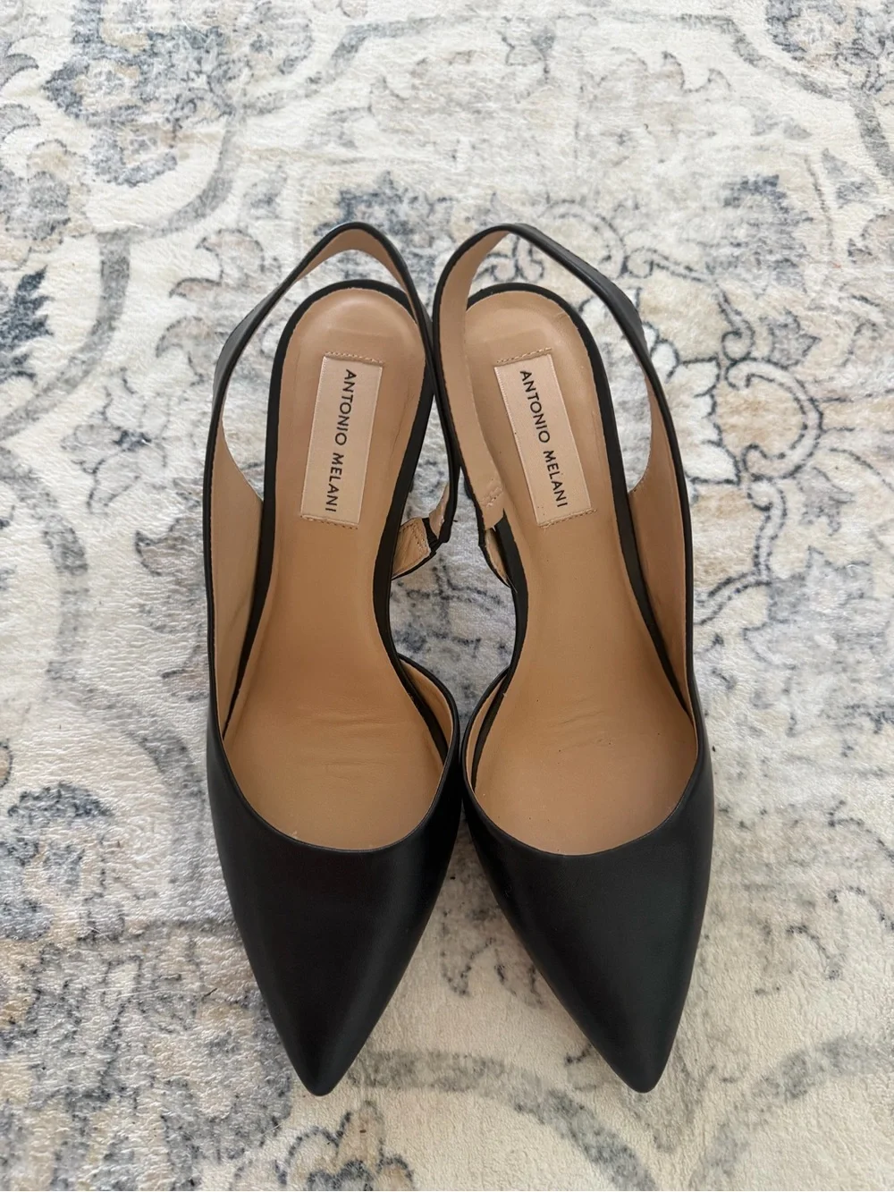 ANTONIO MELANI Black Pointed-Toe Slingback Heels